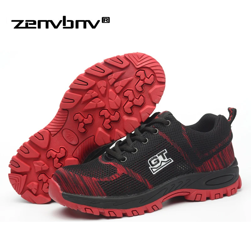

Men's Breathable Mesh Steel Toe Outdoor Safety Boots Plus size 36-46 Men Industrial & Construction Puncture Proof Work Shoes