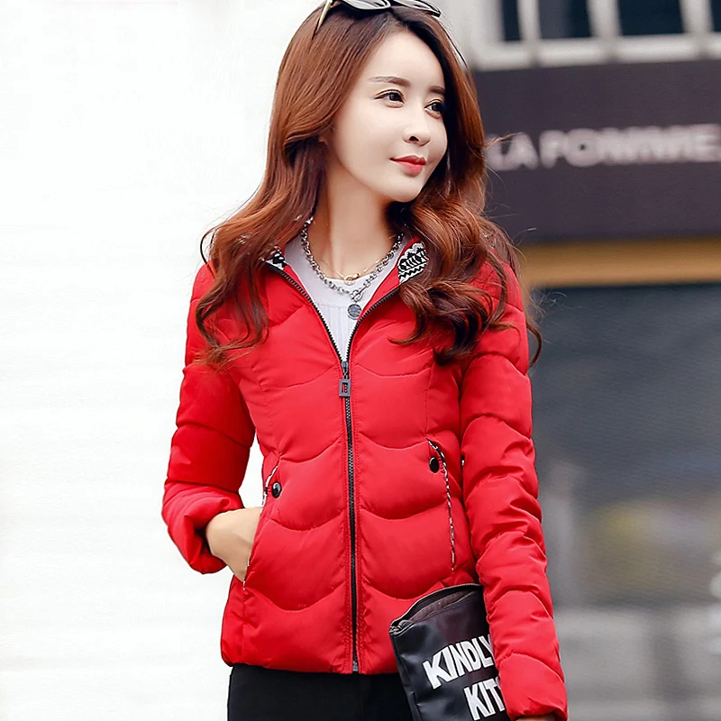 

Womens coats winter 2019 new style thick coat coat women short fashion slim solid color hooded cotton jacket