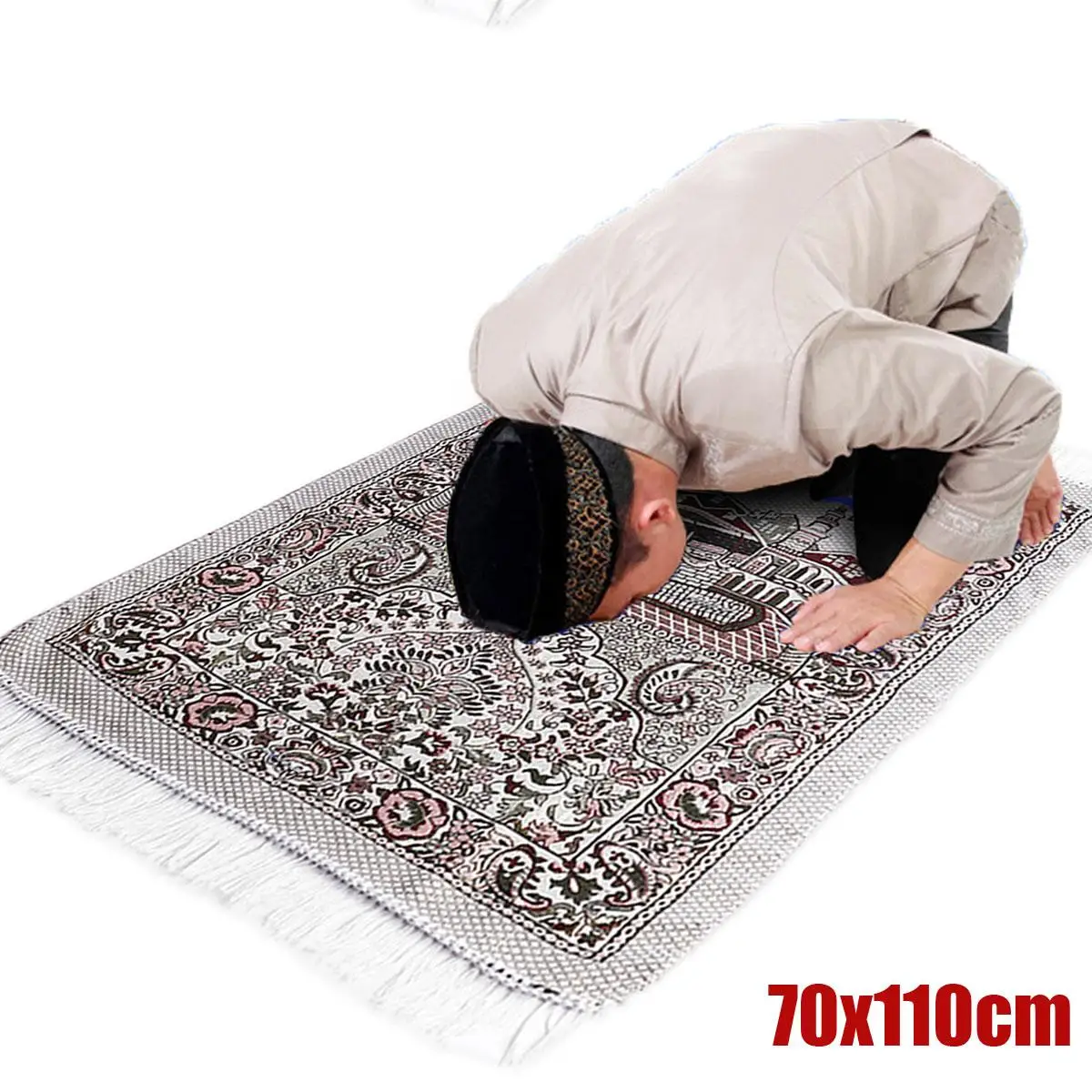 Billige Bohemian Islamischen Muslimischen Gebetsteppich Teppich Matte Polyester Namaz Salat Quaste Tischdecke Abdeckung Yoga Mat Blanket Dekoration 70x110 cm