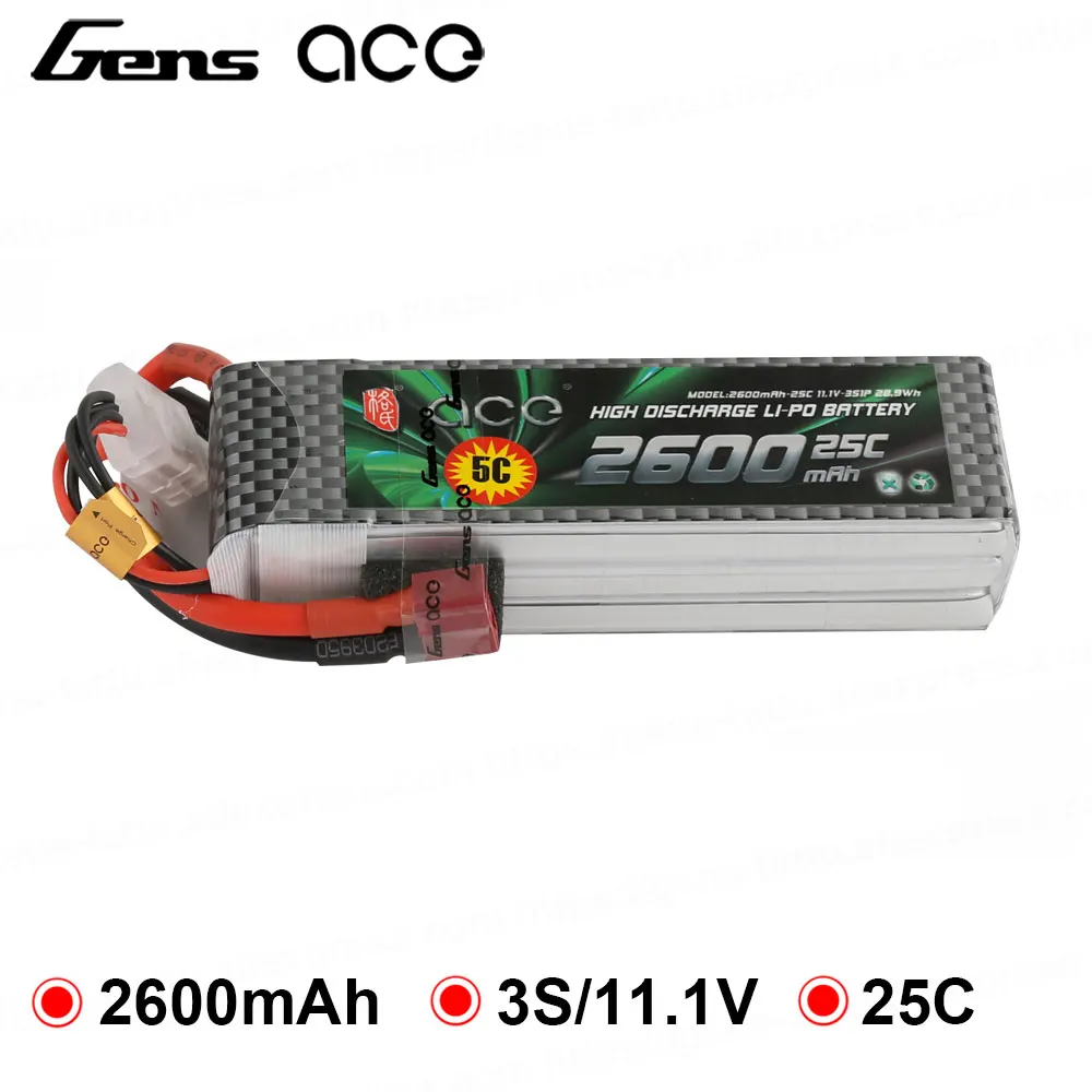 Gens Ace 11 1 В 2600 мАч Lipo 3S1P батарейный блок Deans вилка батарея для радиоуправляемого