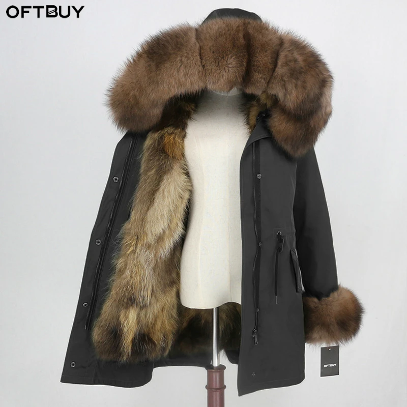 OFTBUY, водонепроницаемая парка, женская, натуральный Лисий мех, капюшон, манжеты, пальто, зимняя куртка, верхняя одежда, съемная, толстая, теплая верхняя одежда, уличная одежда