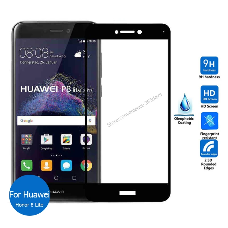 

All Coverage For Huawei Honor 8 Lite Full Cover Tempered Glass Screen Protector 2.5D Safety Film On Honor8 Lite PRA-TL10 PRA-LX1