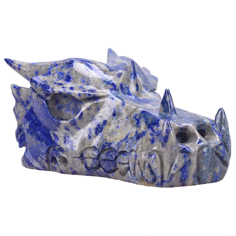

5.6'' Natural Lapis Lazuli Dragon Head Skull Figurine Realistic Crystal Skull Statue as Christmas Gift or Home Decor Collection