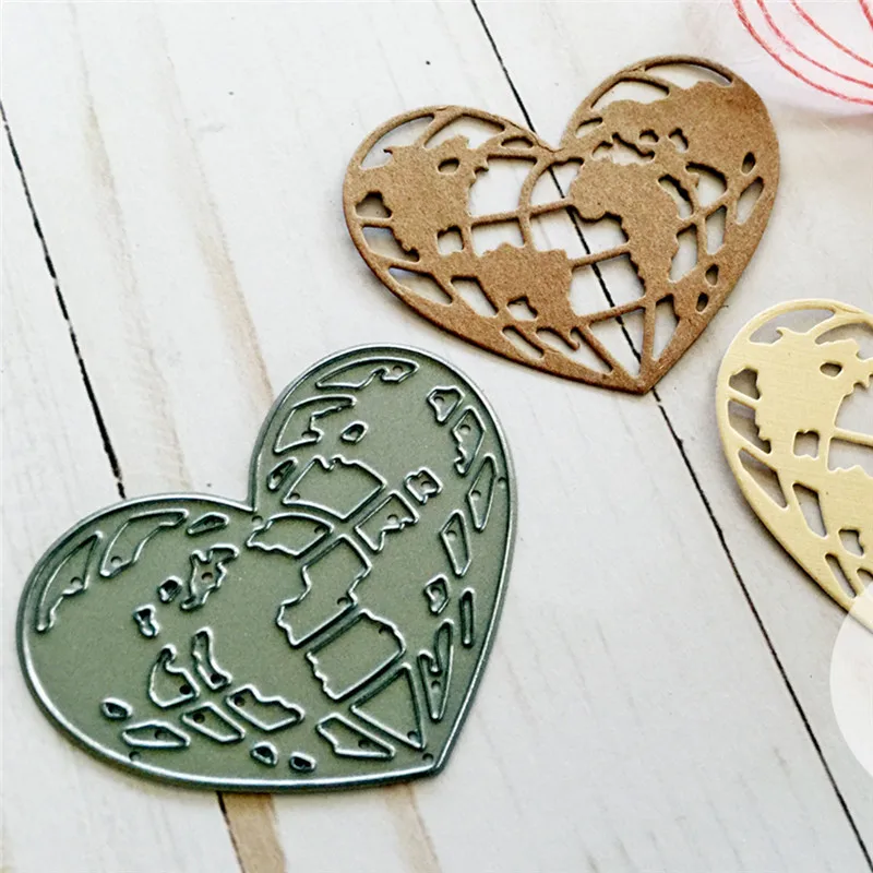 

Heart Map Earth World Metal Cutting Dies New 2019 for Craft Dies Scrapbooking Album Embossing Die Cut Card Making Decoration