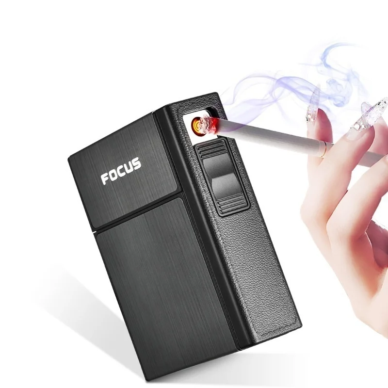 

20 Loaded High-capacity Cigarette Case with Windproof Lighter Usb Chargeable Portable Cigarette Holder Box Cigarette Lighter