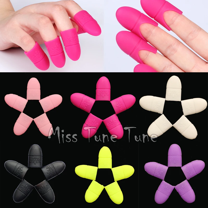 5pcs/set UV Gel Nail Polish Remover Wraps Silicone Soak Off Cap Clip