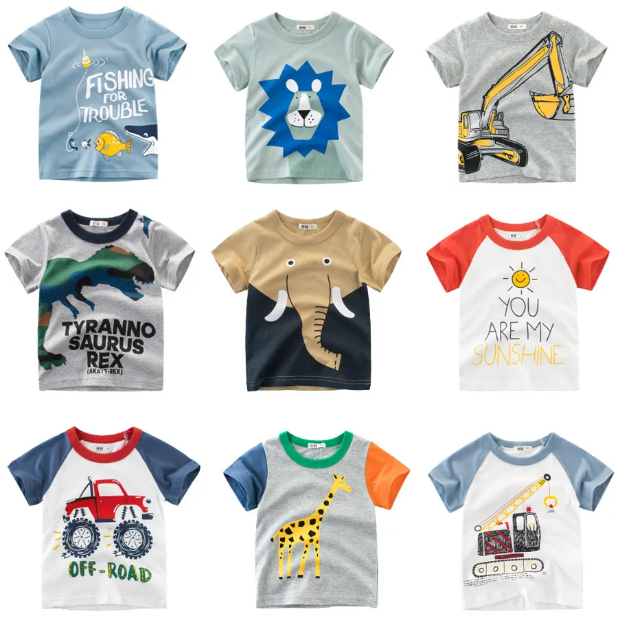 Летняя футболка с рисунком динозавра для маленьких мальчиков; футболки с изображением Льва для маленьких мальчиков и девочек; хлопковые топы с надписью для малышей
