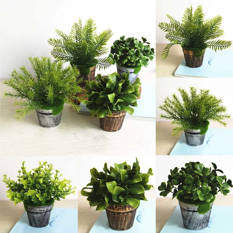 

16*15cm Simulation Adornment Grass Green Plant Pot Row Grass Fern Leaf Persian Leaves Wall Hanging Home Plant Decoration