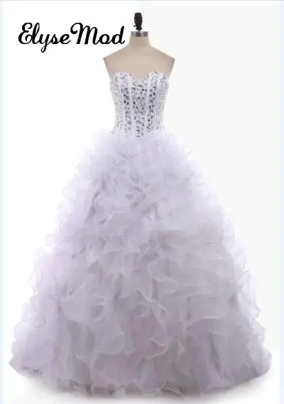 

Real Photo 100% Sweetheart Beads and Crystals Quinceanera Wedding Dresses Organza Ruffles Ballgown Prom Evening Dresses