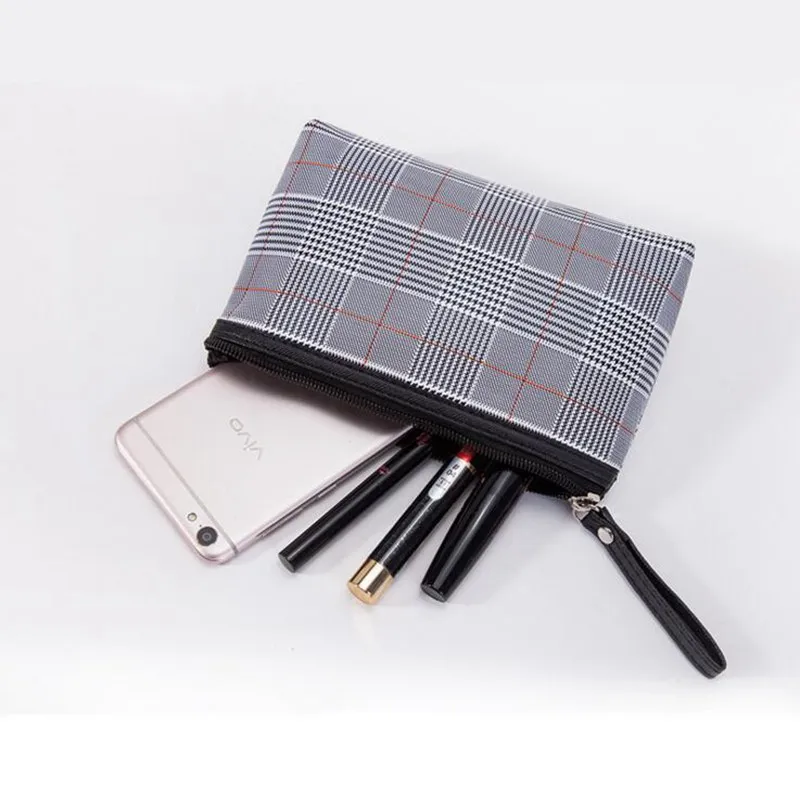 Multifunction Travel Cosmetic Bag For Women And Men Plaid Makup Clutch Zipper Bag Storage Fold Toiletries Kit Organizer Case