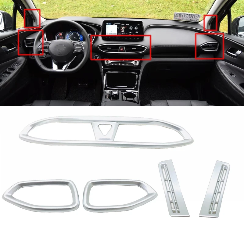 

Interior Mouldings For Hyundai Santa Fe 2019 2020 ABS Matte Center Air Vent Outlet Cover Bezel Garnish Air Condition Outlet