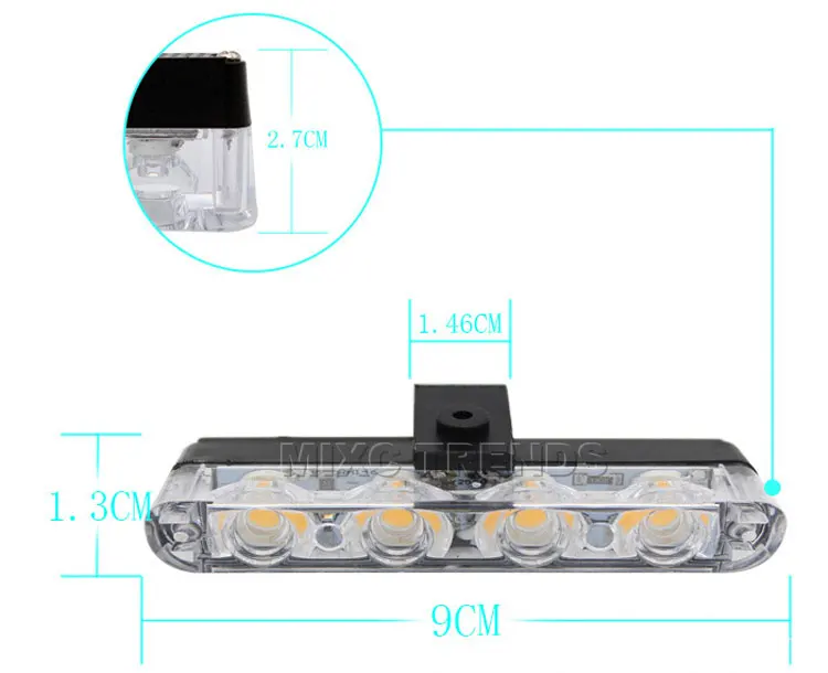 MIXC TRENDS 12 В водонепроницаемый автомобильный передний задний фонарь Предупреждение льный стробоскоп полицейский светильник 4x4 светодиодный супер яркий 16 Вт для прицепа грузовика