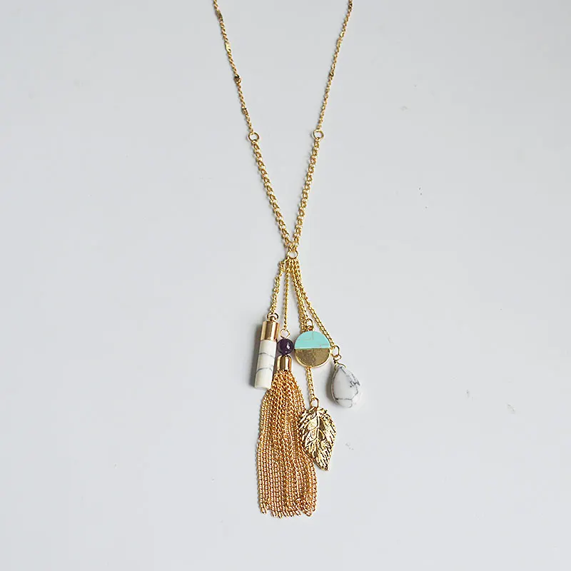 JShine Этническая кисточка на длинной цепочке женское ожерелье s Bohemia ожерелье с синтетическими камнями для женщин винтажный Шарм свитер цепь