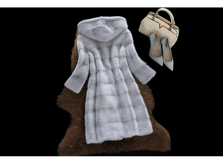 Верхняя одежда с капюшоном из лисьего меха, Женская куртка из искусственного меха норки, женская теплая одежда из искусственного меха, вечерние зимние женские пальто, новинка средней длины из искусственного меха