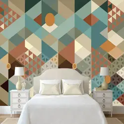 3D стены Бумага Современный абстрактный геометрический узор фото настенные фрески Гостиная Обеденная Творческий декор стен Бумага для