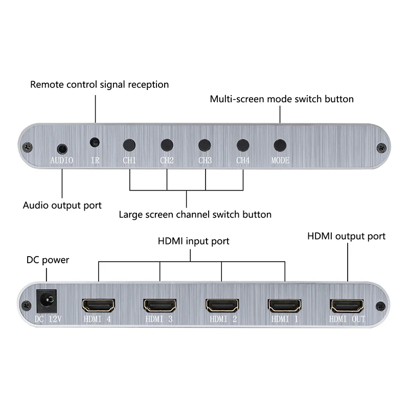 Wiistar HDMI 4x1 Quad multi-просмотра с бесшовным переключателем HDMI 4 в 1 выход и поддержка HDMI 1,3 HDCP 1,2 HDMI 4X1