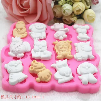 

12 small animals zodiac aromatherapy plaster mold silicone cake mold hand soap mold