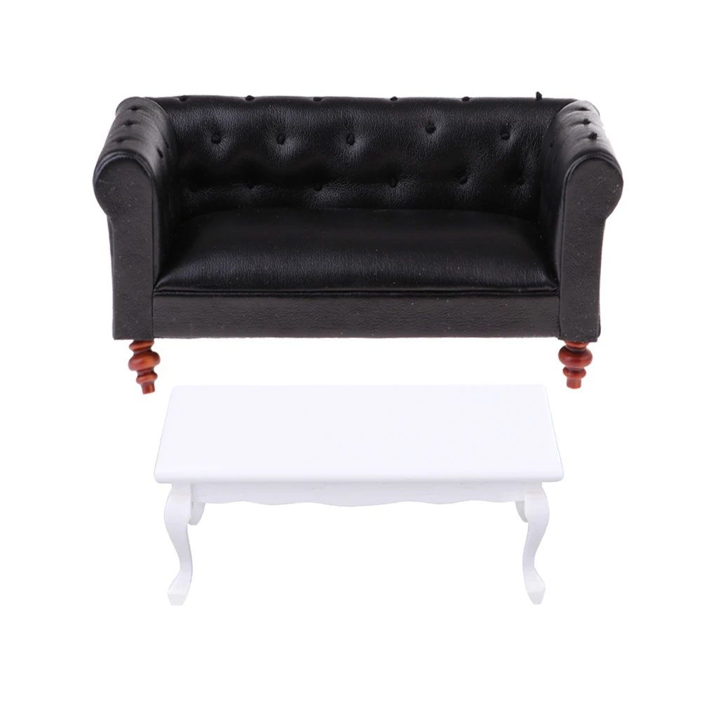 1/12 دمية أثاث مصغر جلدية طويلة أريكة و نهاية الجدول اكسسوارات 1/12 دمية أثاث مصغر جلدية طويلة أريكة و نهاية الجدول اكسسوارات