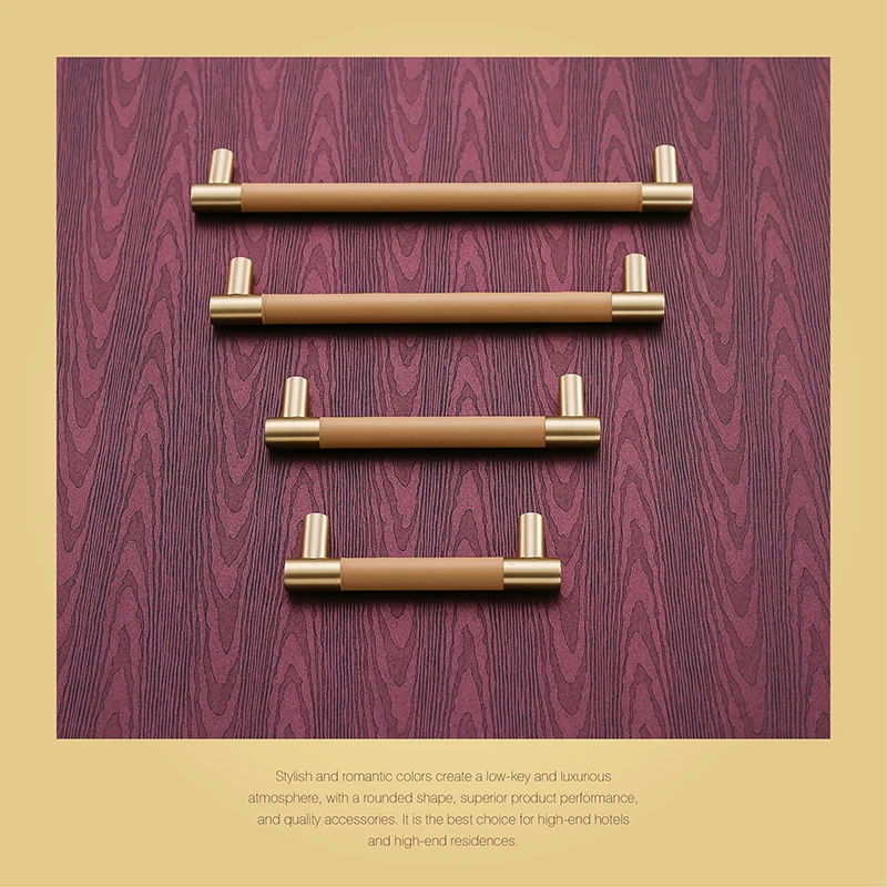 3 ألوان/أسود/براون/ضوء الأصفر النحاس + جلد مقبض الأوروبية نمط سحب خزانة/خزانة مشروبات/ المطبخ خزانة/خزانة مقبض