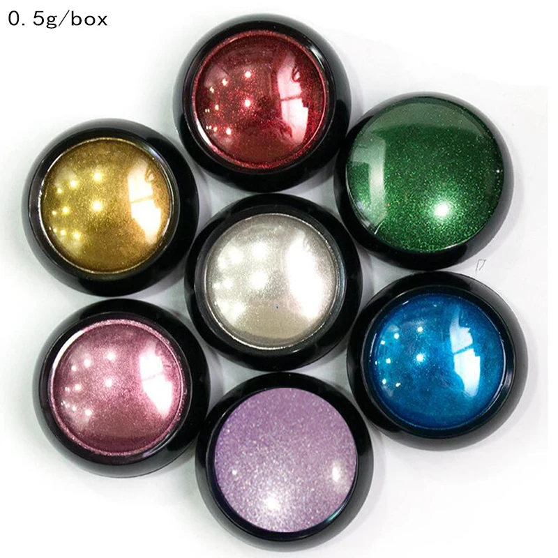 

7Pc/Lot Nail Pigment Powder Bright Mirror Effect Powder Polish Rub Nail Chrome Rubbing Powder DIY For UV Gel Nail Art Decoration