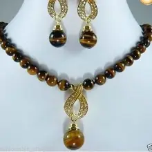 Благородство кварцевый 10 мм тигровый глаз камень* каменные бусы ожерелье серьги набор 18 дюймов