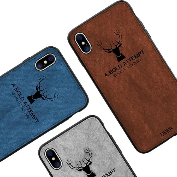 

A BOLD ATTEMPT IS HALF SUCCESS DEER Phone Case for iPhone 6 6s 7 8 Plus X Cloth material protective Cover Case 200pcs/lot