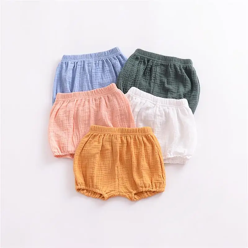 Baby kids boy girl Cotton Linen shorts summer solid color toddler