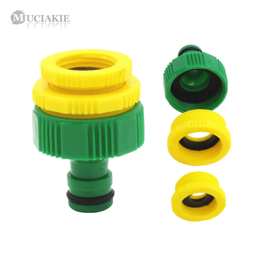 

MUCIAKIE 2PCS Tap Connector 1'' with 3/4'' 1/2'' Female Threaded Reducer Garden Hose Faucet Adaptor Water Irrigation