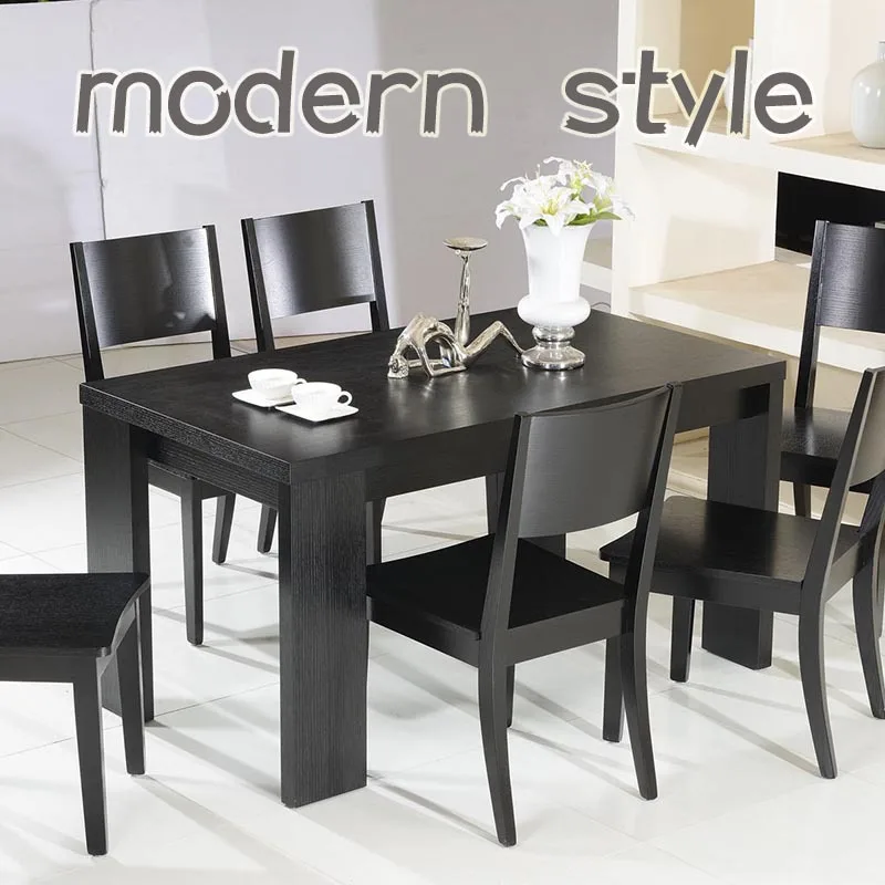 Small apartment modern minimalist black oak veneer dining table
