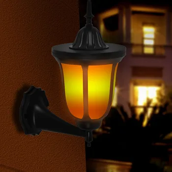 

96LED Wall Light Solar Powered Wall Light Retro Flickering Flame Waterproof Lamp for Holiday/Emergency Outdoor Yard Decor