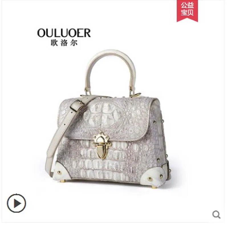 

ouluoer New crocodile leather handbag imported from Thailand. It is a small cross-body bag with one shoulder handbag women