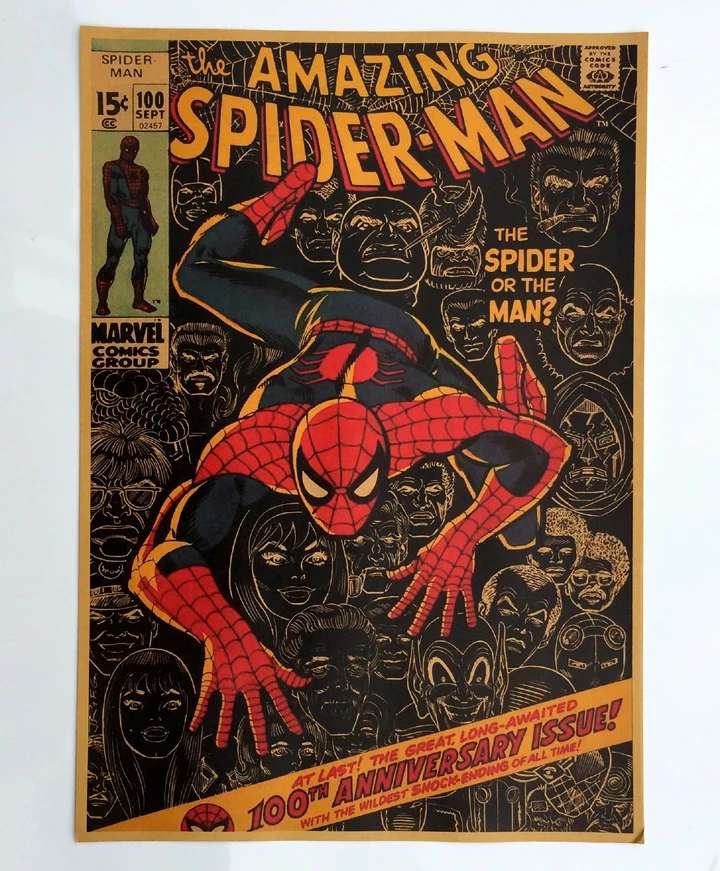 

Nostalgia Spiderman animation movie poster boy children's room decorative painting retro kraft paper Print art AD wall sticker