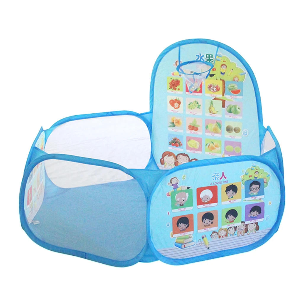 Fun Pop Up Ball Pit Pool Toddler Baby Play Tent Playhouse Playpen with Basketball Hoop Developmental play Game Toy 120CM/ 47''