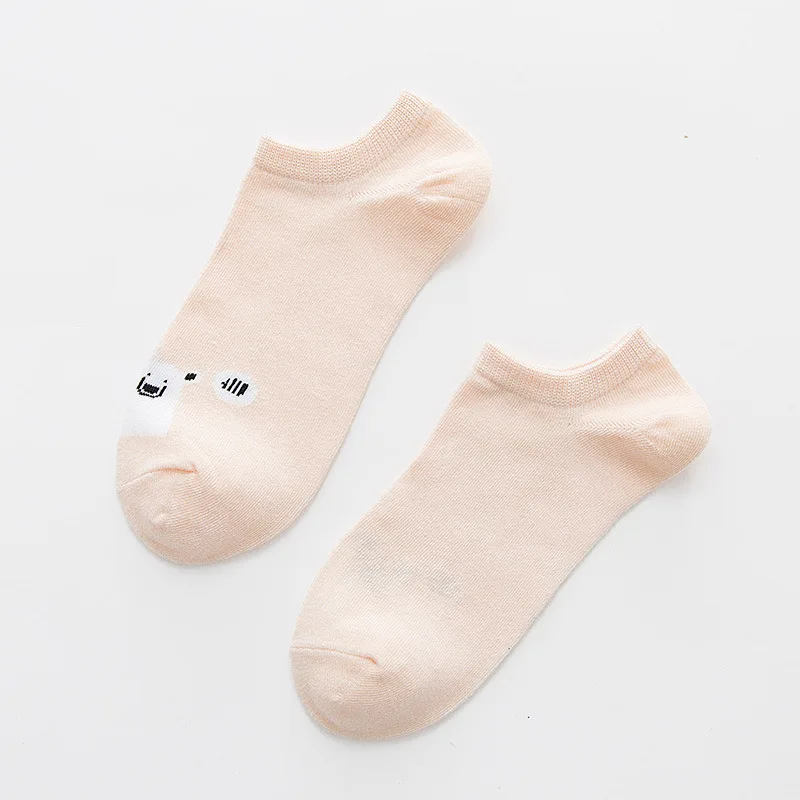 Удобные хлопковые носки-башмачки с животным узором для девочек и женщин, короткие женские невидимые цветные для девочек и мальчиков, чулочно-носочные изделия, 1 пара = 2 шт., WS100 - Цвет: WS100 khaki