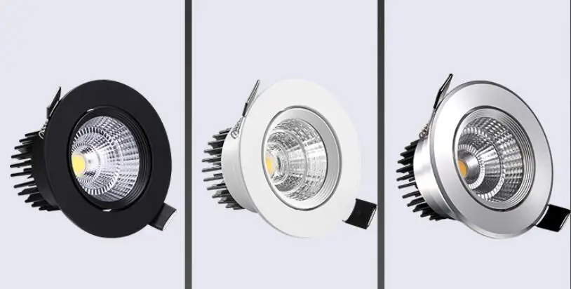 Cob-светодиоды с регулируемой яркостью светодиодные светильники AC110V 220 V 3 W/5 W/7 W/10 W/12 W утопленный Светодиодный точечный светильник lumination внутренней отделки потолочный светильник