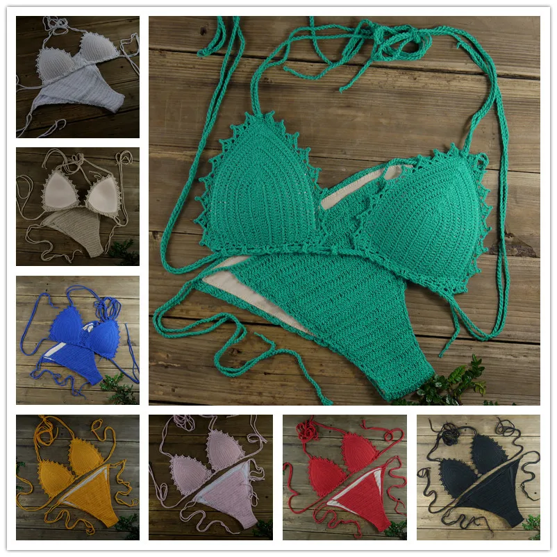 Handmade Women's Swimwear Feeler Crochet Bikini Set Lining swim trunks