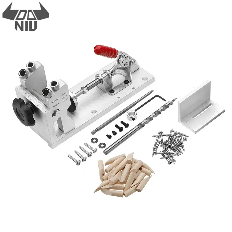 

DANIU Sliver Woodworking Pocket Hole Jig Master System Guide Carpenter Kit with Clamp and Hole Drill Bits Heat Treatment