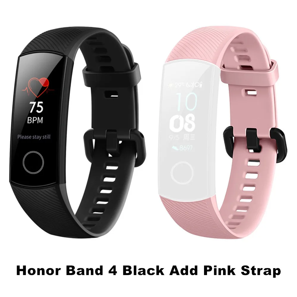 Умный Браслет huawei Honor Band 4 0,95 ''цветной сенсорный экран Amoled дисплей для плавания с осанкой для определения пульса и сна - Цвет: Add Pink Strap