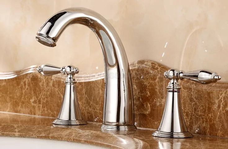 Bathroom Chrome faucet for hot and cold Mixer tap Sink faucet Double handle 3 hole bathroom basin faucet znf083