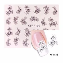 YZWLE 1 лист черный цветочный дизайн водные наклейки на ногти Французский Типсы украшения для ногтей инструменты для ногтей 1138