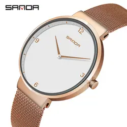 Сандалии простой стиль для женщин часы Роскошные розовое золото нержавеющая сталь сетки женские наручные часы для женщин часы relogio feminino 2019