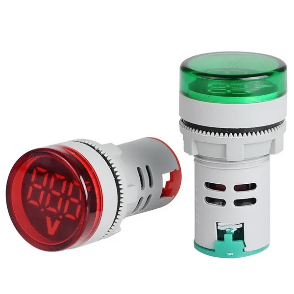 

DHL 100pcs 22mm LED Digital Gauge Volt Voltage Meter Indicator Signal Lamp Voltmeter Lights Tester Measuring Range 60-500V AC