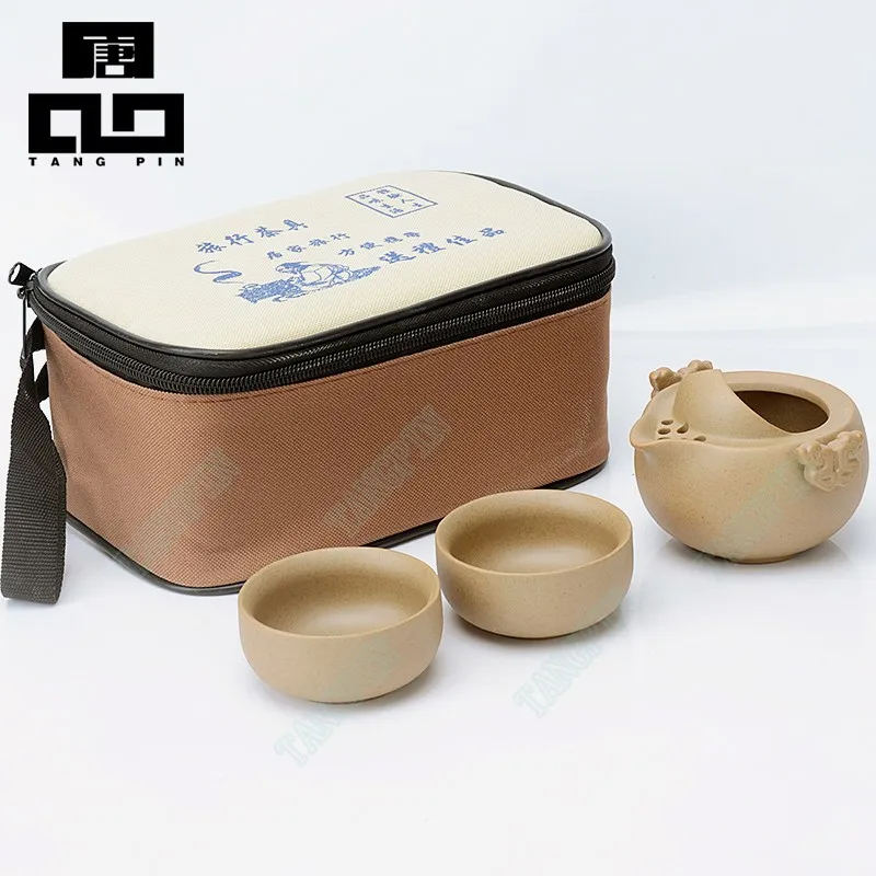 Drinkware Coffee Tea Sets,Chinese Kung Fu Tea Set,Ceramic TeaPot Tea Cup,Portable Travel Tea Set with Travel Bag,Gaiwan Teaware (4)