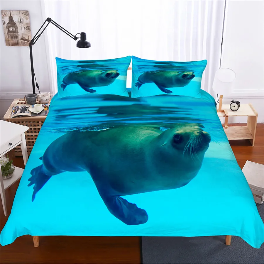 

Bedding Set 3D Printed Duvet Cover Bed Set Sea Lion Animal Home Textiles for Adults Lifelike Bedclothes with Pillowcase #HS01