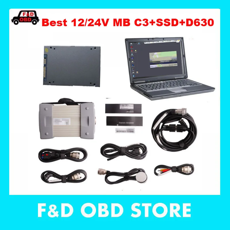 Лучшее качество 12В/24В MB STAR C3 для MercedeBenz автомобиля/грузовика OBD2 сканер SD + D630