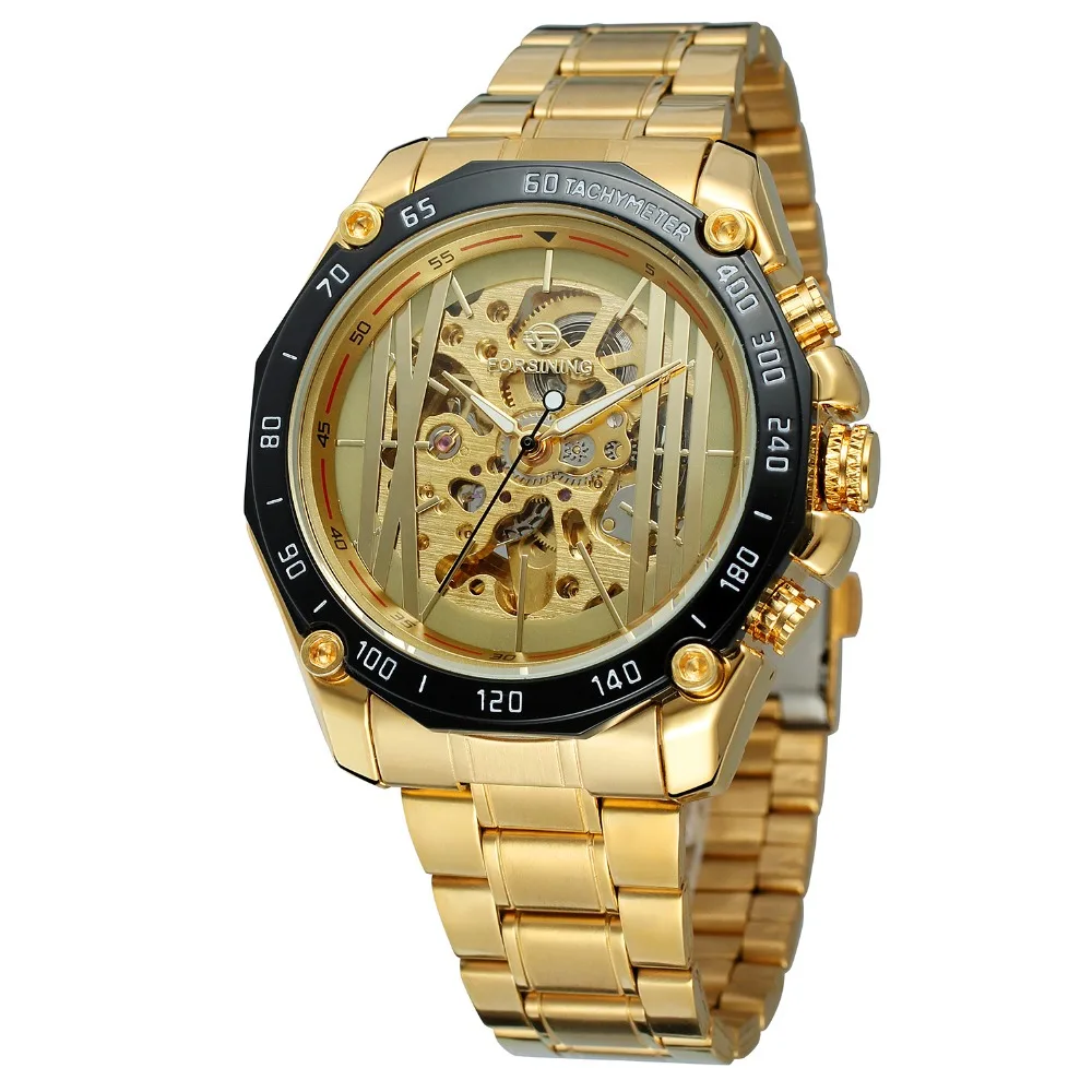 Новые роскошные известные лучшие брендовые автоматические Модные часы золотые часы из нержавеющей стали браслет скелетные часы с подарочной коробкой
