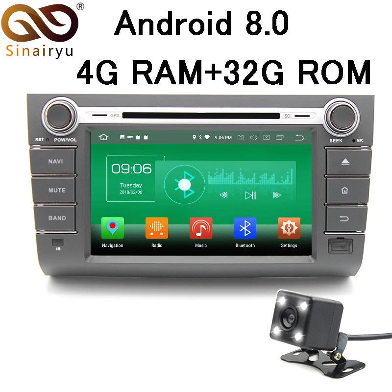 

Sinairyu 4GB RAM Android 8.0 Car DVD GPS Navigation For SUZUKI SWIFI 2004-2010 Car Stereo Radio TV Multimedia Head Unit