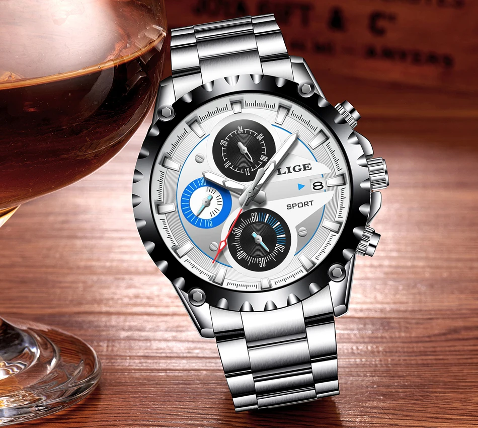 

LIGE Men's Watch Hot Brand Luxury Sports Quartz Waterproof Watch Men's Clock Chronograph Relogio Masculino