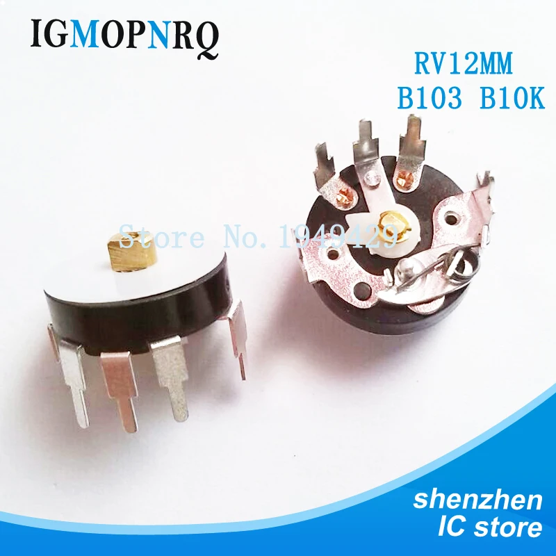 

10PCS/LOT Straight Angle Radio Potentiometer RV12MM B103 B10K Power Amplifier Volume Potentiometer With Switch