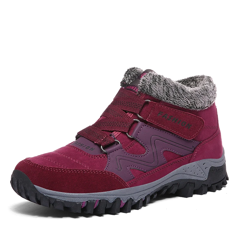 Valstone/зимние женские ботинки теплые зимние ботинки уличные ботильоны с плюшевой подкладкой очень Нескользящая женская обувь Zapatos mujer; большой размер 41 - Цвет: Claret